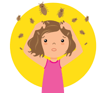 cartoon of girl with head lice